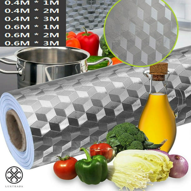 Kitchen Aluminum Foil Wall Sticker Stove Cabinet Stickers Self Adhesive~ 
